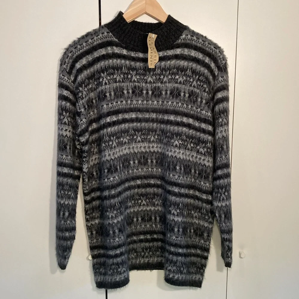 Classic elements mock neck sweater jacquard fair isle M
